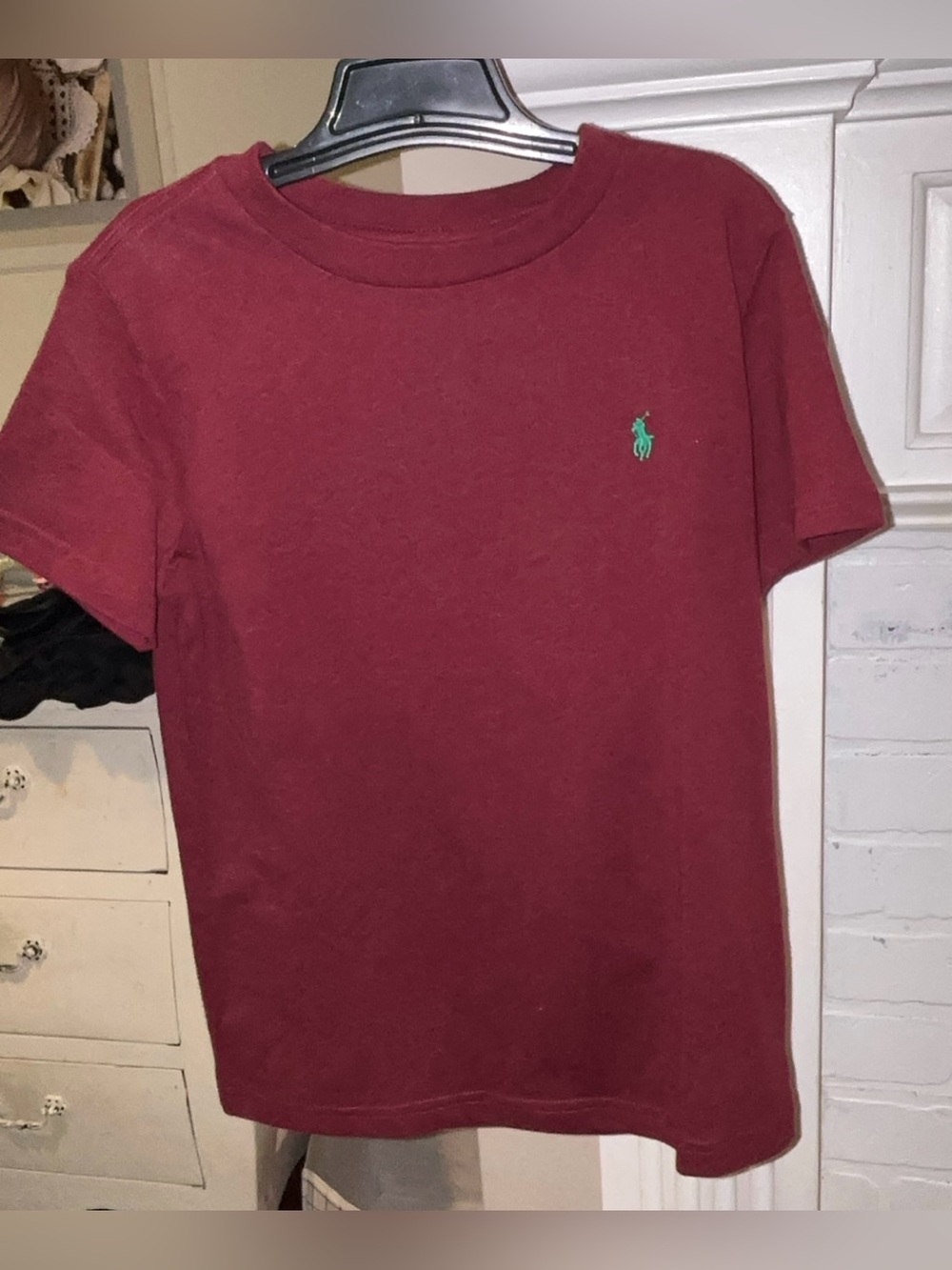 Polo by Ralph Lauren Burgundy Short Sleeve Tee with Green Polo Pony Youth Size 6